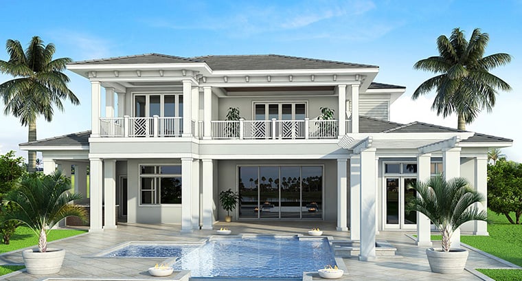 Coastal, Florida, Mediterranean Plan with 5464 Sq. Ft., 4 Bedrooms, 6 Bathrooms, 4 Car Garage Picture 17