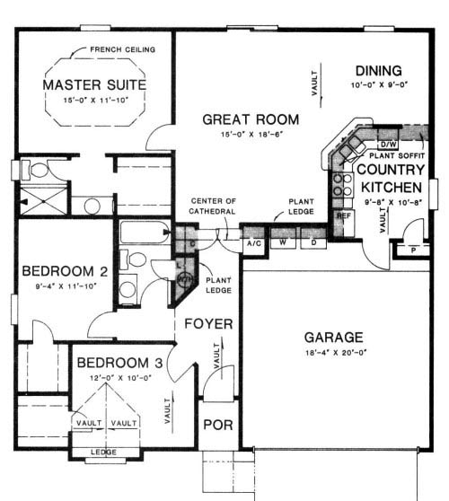 Plan 53119 with 3 Bed, 2 Bath, 2 Car Garage