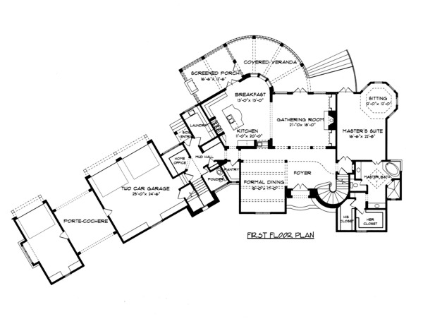House Plan 53744 Level One