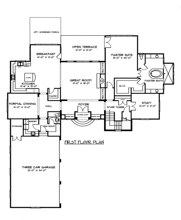 House Plan 53745 Level One