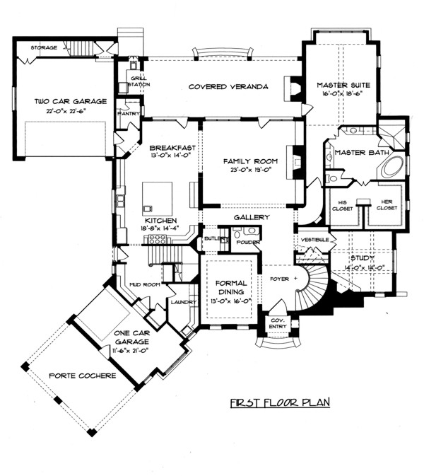 House Plan 53747 Level One
