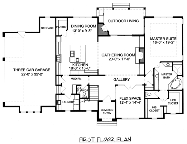 House Plan 53800 Level One