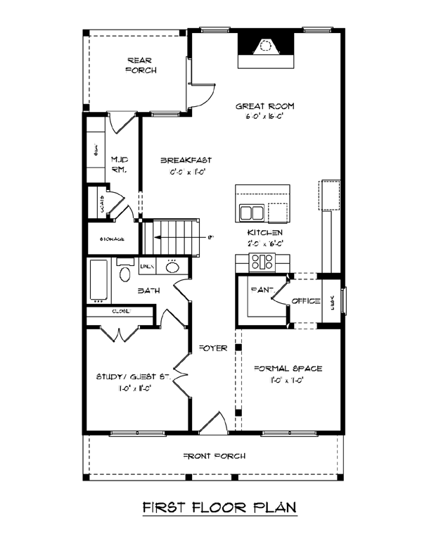 House Plan 53838 Level One