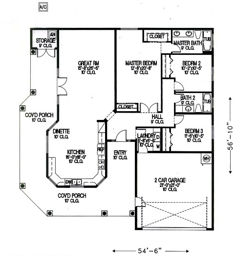 House Plan 54607 Level One