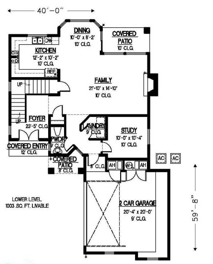 House Plan 54681 Level One