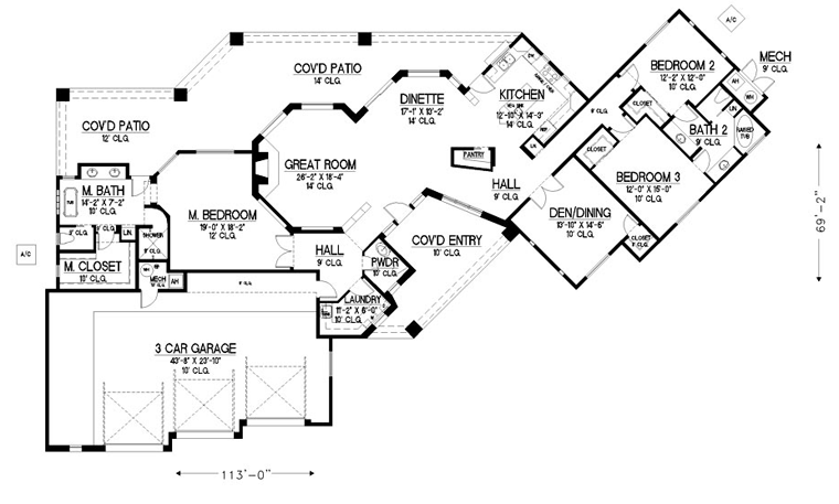 House Plan 54687 Level One