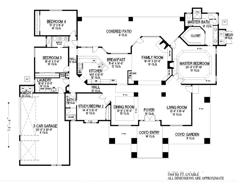 House Plan 54698 Level One