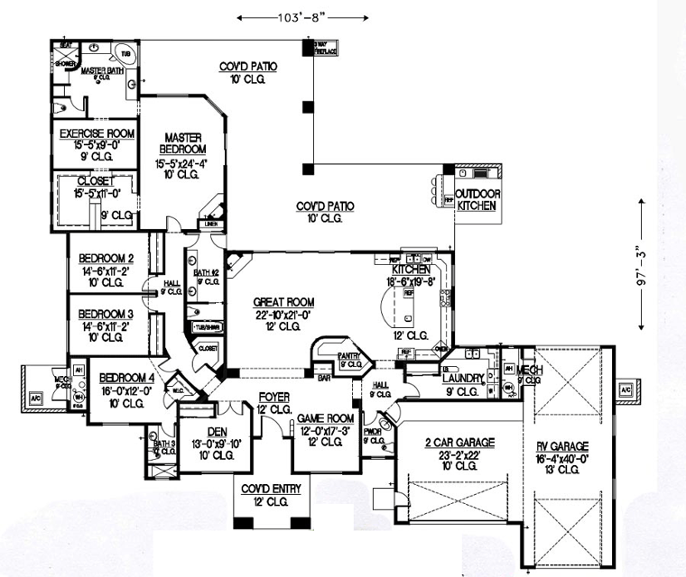 House Plan 54706 Level One