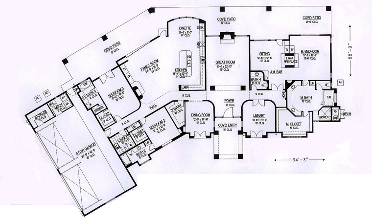 House Plan 54715 Level One