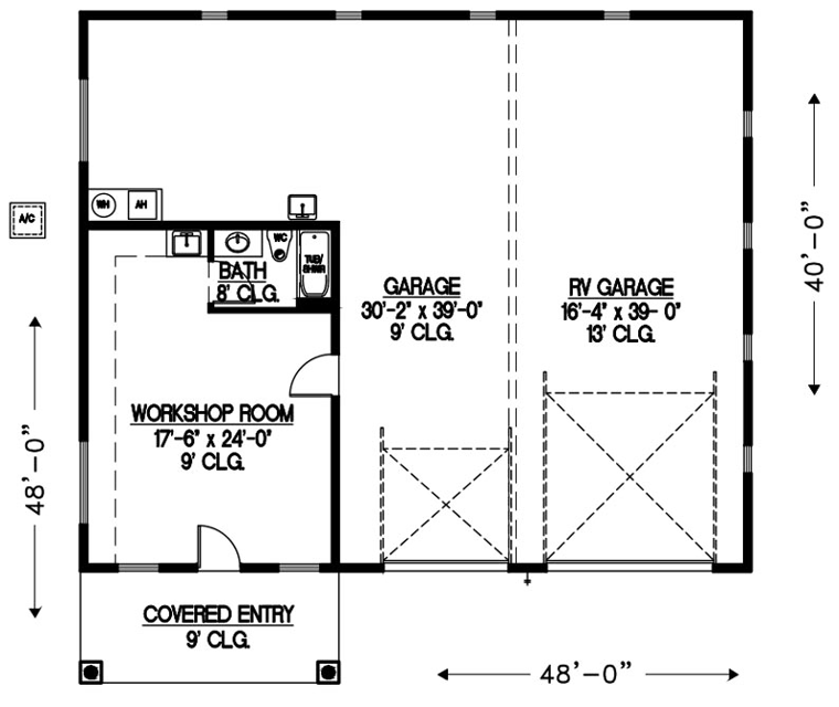 Garage Plan 54782 - 2 Car Garage Level One