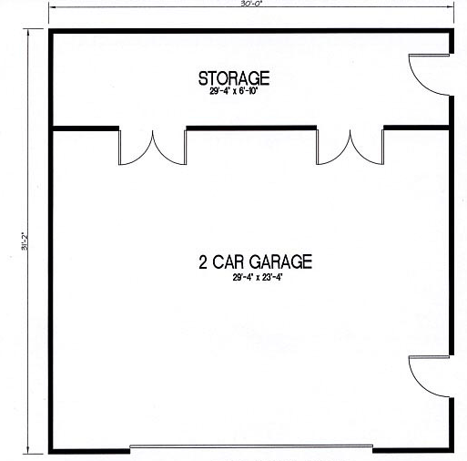 Garage Plan 54797 - 2 Car Garage Level One