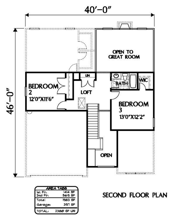 Plan 54858 | Traditional Style with 3 Bed, 2.5 Bath, 2 Car Garage