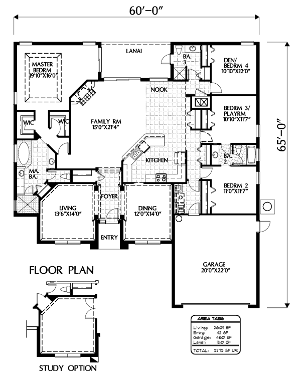 House Plan 54904 Level One
