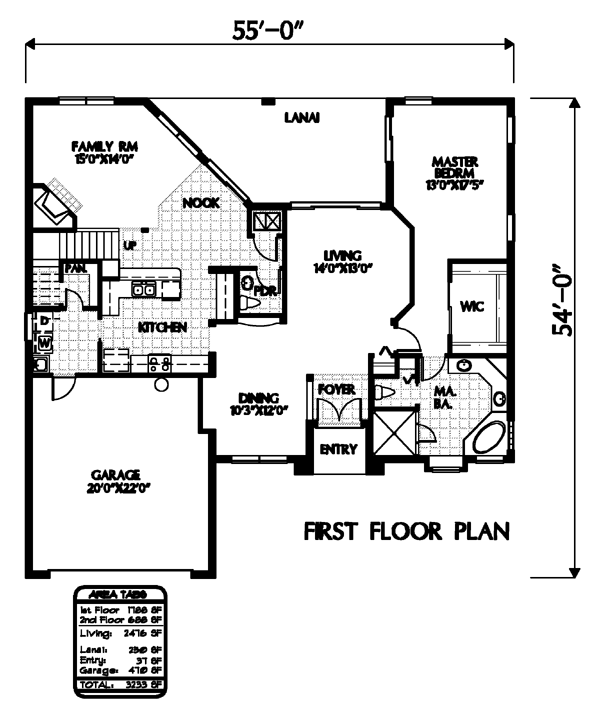 House Plan 54905 Level One