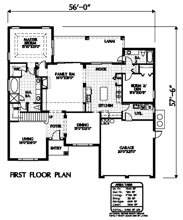 House Plan 54906 Level One