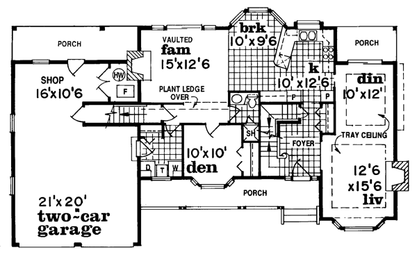 Plan 55295 | Country Style with 3 Bed, 3 Bath, 2 Car Garage