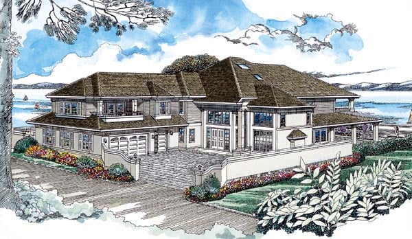 Contemporary Plan with 5159 Sq. Ft., 4 Bedrooms, 5 Bathrooms, 3 Car Garage Elevation