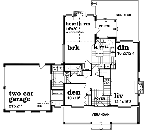 House Plan 55489 Level One