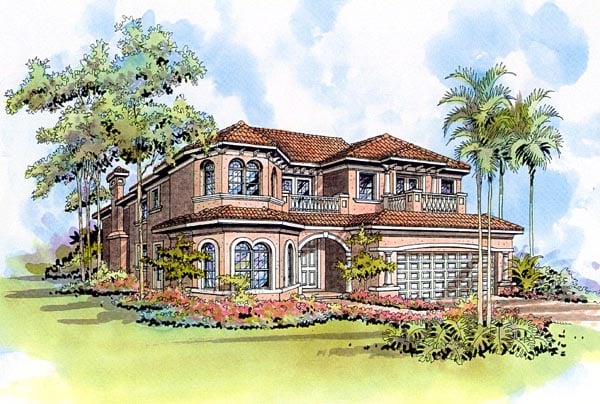 Florida Plan with 4224 Sq. Ft., 5 Bedrooms, 5 Bathrooms, 2 Car Garage Elevation