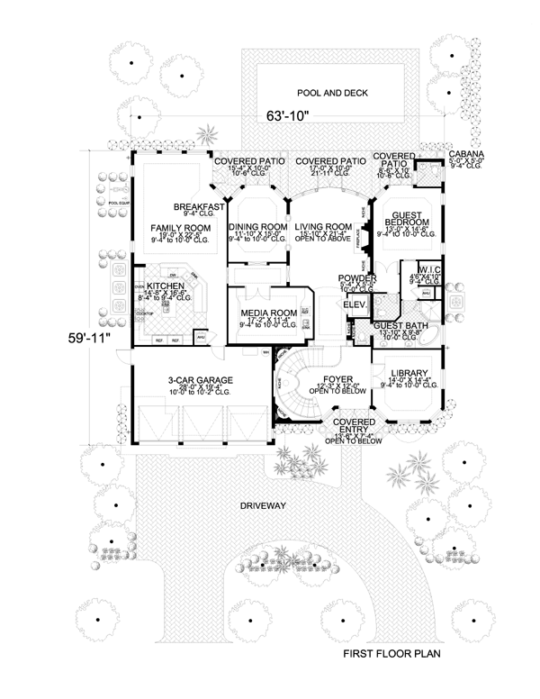 House Plan 55774 Level One