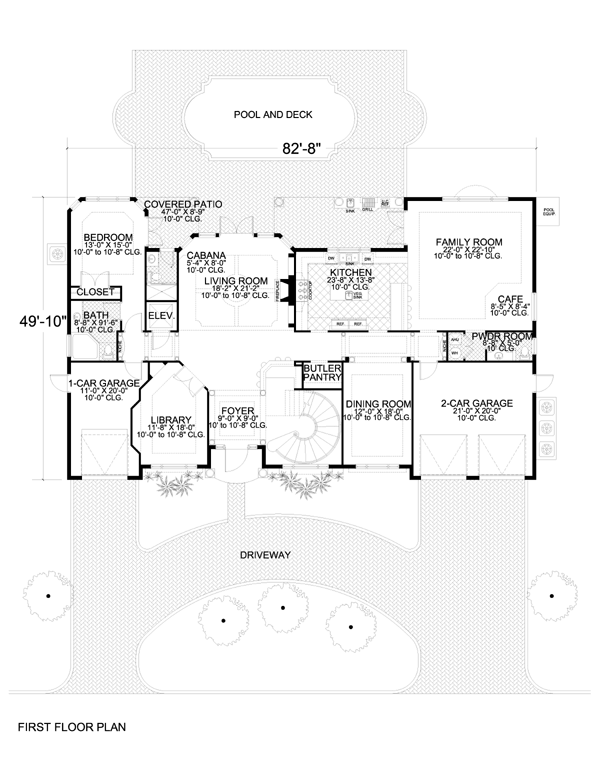 House Plan 55793 Level One