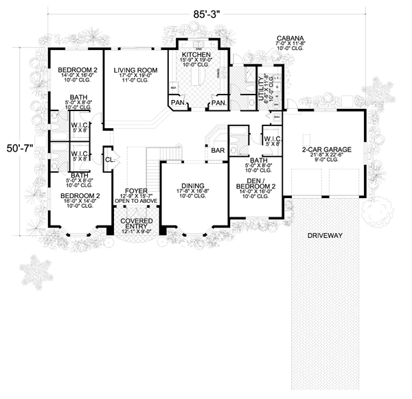 House Plan 55847 Level One