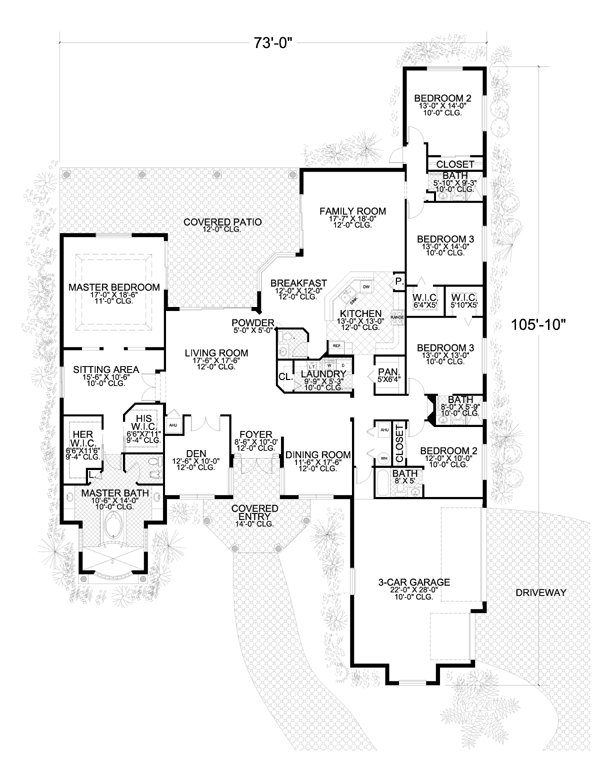 House Plan 55891 Level One
