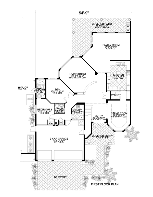 House Plan 55898 Level One