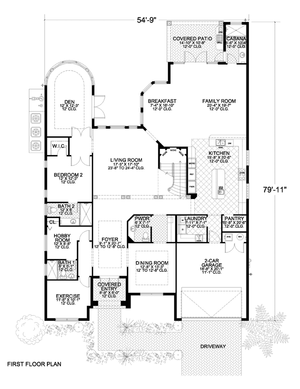 House Plan 55905 Level One