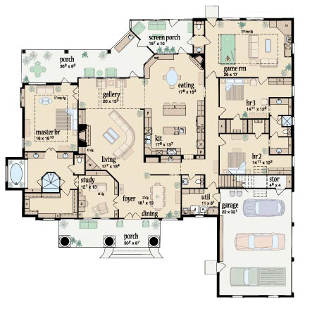 House Plan 56329 Level One