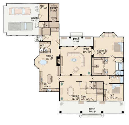 House Plan 56331 Level One