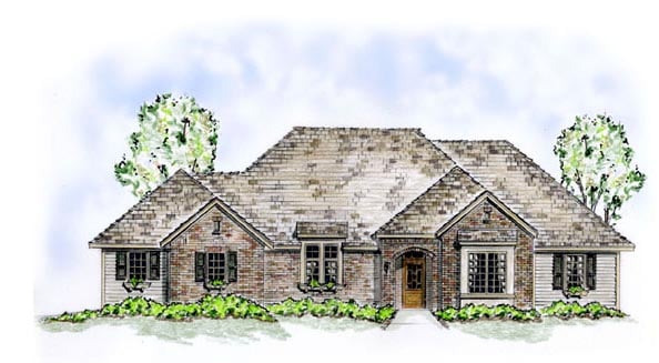 Traditional Plan with 2113 Sq. Ft., 3 Bedrooms, 2 Bathrooms, 2 Car Garage Elevation