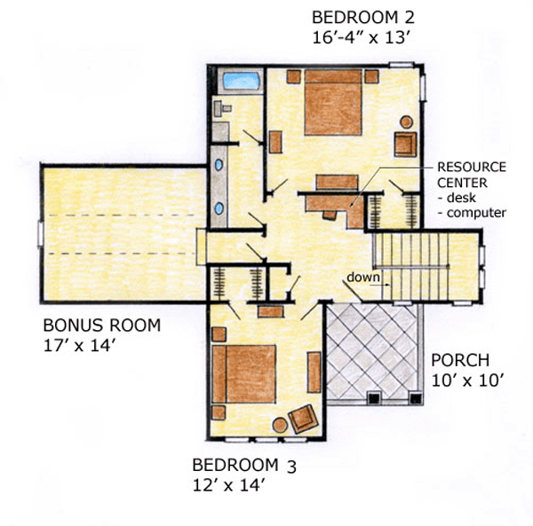 House Plan 56532 Level Two