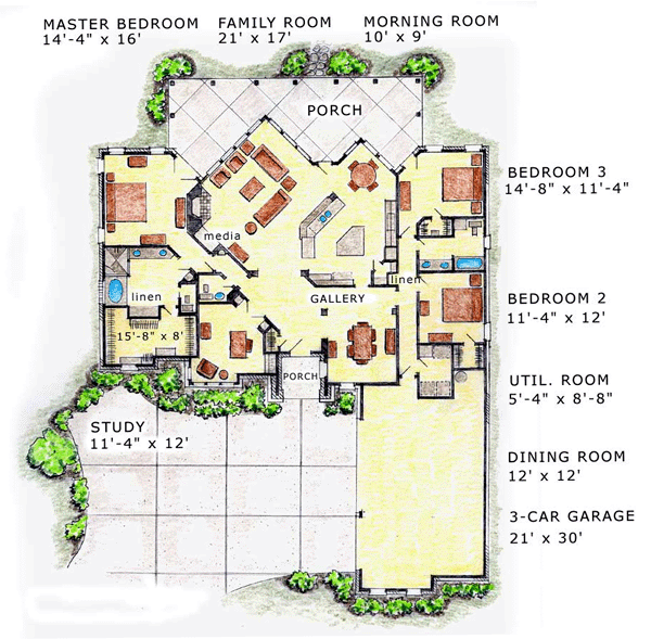 House Plan 56552 Level One
