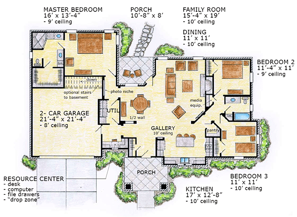 House Plan 56563 Level One