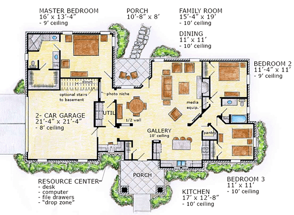House Plan 56564 Level One