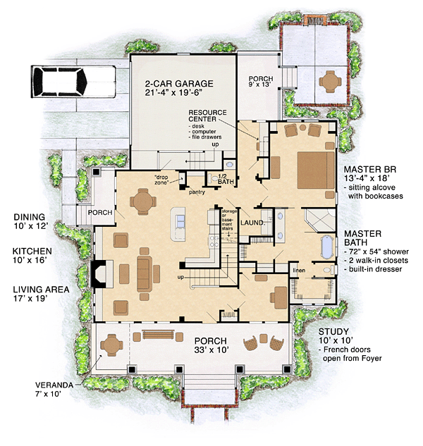House Plan 56574 Level One
