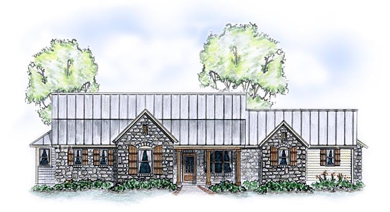 Country, Farmhouse, Traditional Plan with 2670 Sq. Ft., 4 Bedrooms, 3 Bathrooms, 2 Car Garage Elevation