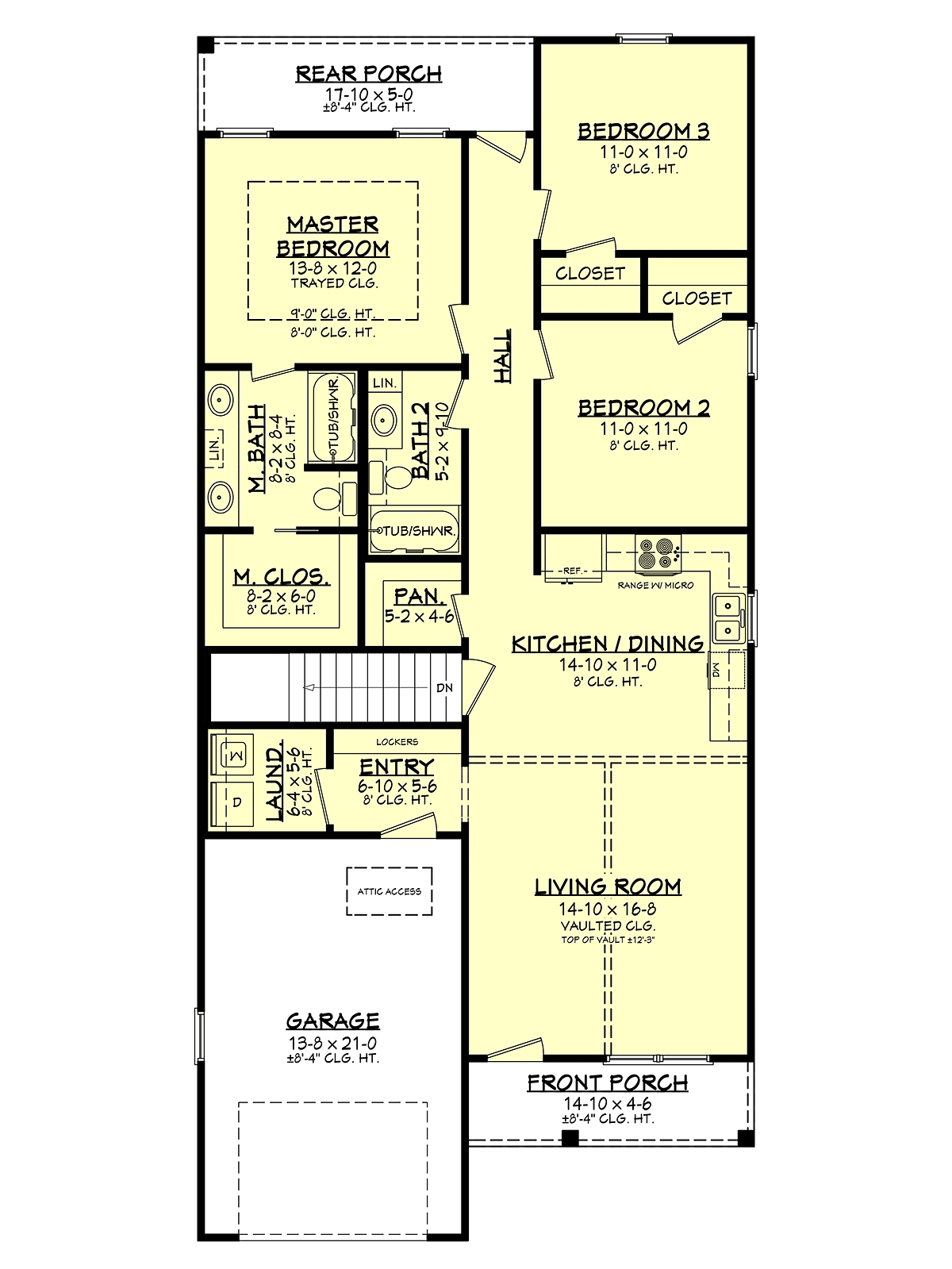 Country, Farmhouse, Traditional House Plan 56702 with 3 Bed, 2 Bath, 1 Car Garage Alternate Level One