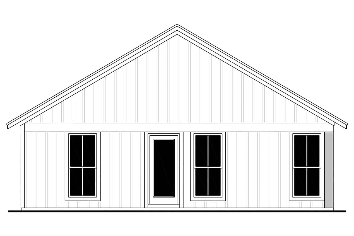 Country, Farmhouse, Traditional House Plan 56702 with 3 Bed, 2 Bath, 1 Car Garage Rear Elevation