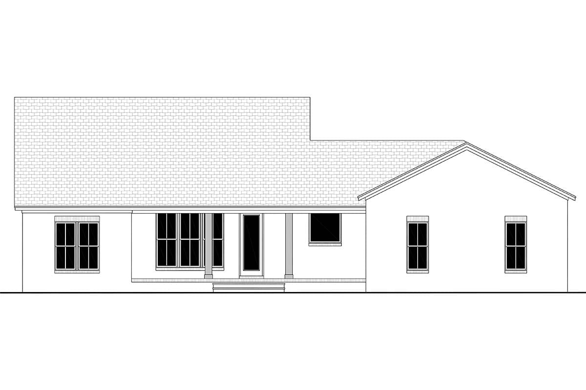 Country, Craftsman, Farmhouse, Traditional Plan with 2044 Sq. Ft., 3 Bedrooms, 3 Bathrooms, 2 Car Garage Rear Elevation