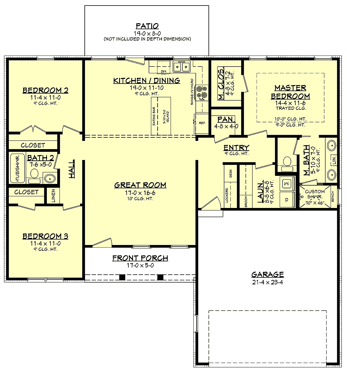 Country, Farmhouse, Traditional House Plan 56705 with 3 Bed, 2 Bath, 2 Car Garage Level One