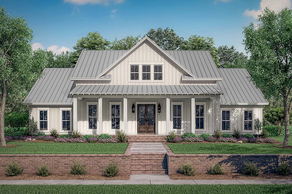 Country, Farmhouse, One-Story, Traditional Plan with 2390 Sq. Ft., 4 Bedrooms, 3 Bathrooms, 2 Car Garage Elevation
