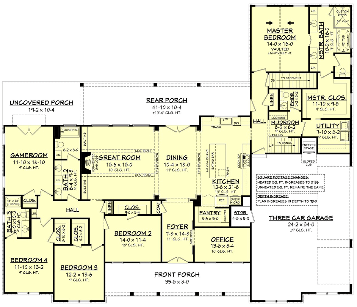 House Plan 56716 Alternate Level One