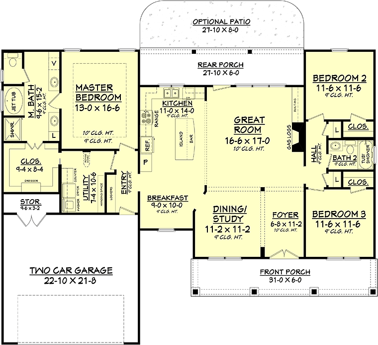House Plan 56905 Level One