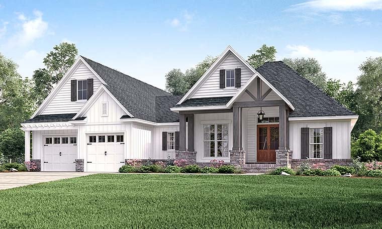Country, Craftsman, New American Style, Southern, Traditional Plan with 2073 Sq. Ft., 3 Bedrooms, 2 Bathrooms, 2 Car Garage Elevation