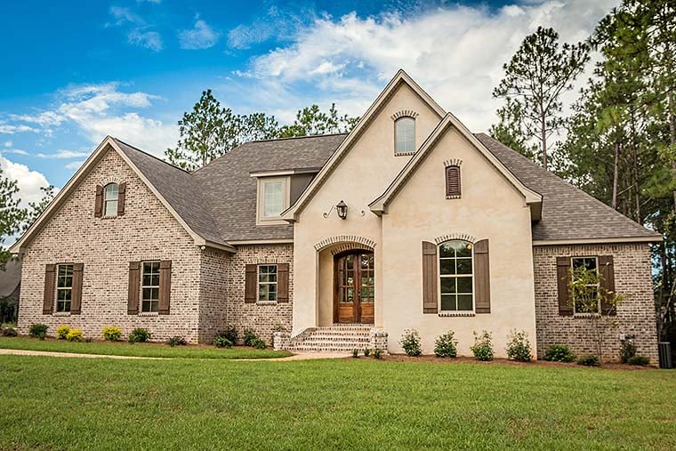 European, French Country, Southern, Traditional Plan with 2399 Sq. Ft., 4 Bedrooms, 3 Bathrooms, 2 Car Garage Elevation