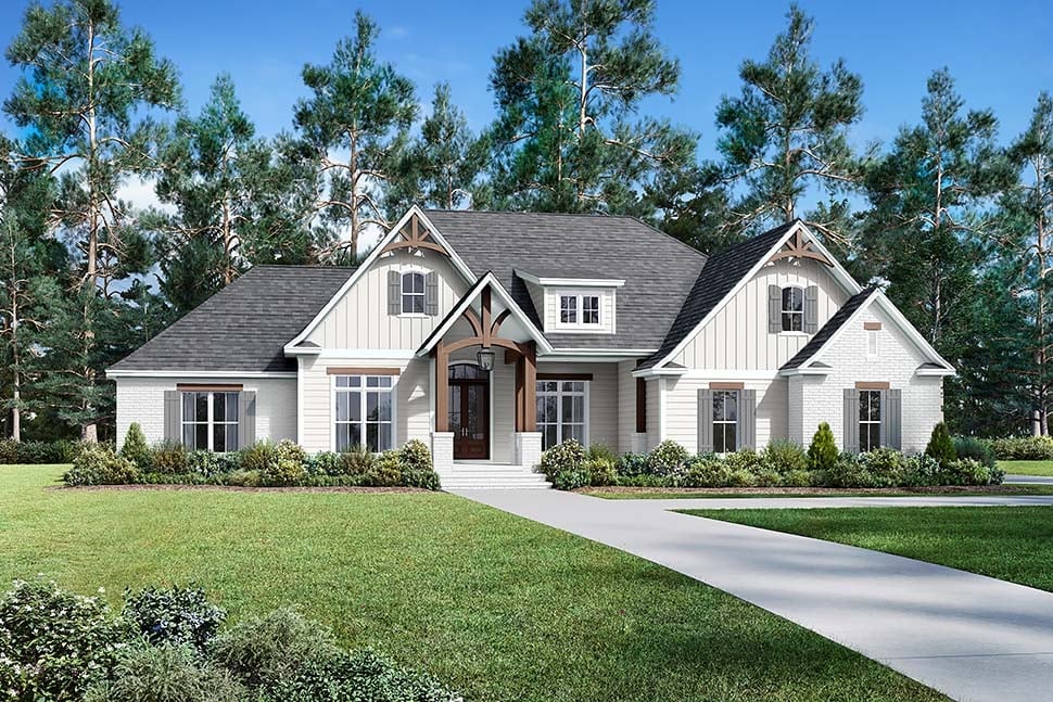 Country, Craftsman, Traditional Plan with 2641 Sq. Ft., 4 Bedrooms, 3 Bathrooms, 2 Car Garage Picture 4