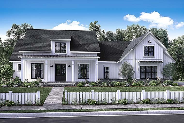 Country, Farmhouse, Southern Plan with 2686 Sq. Ft., 4 Bedrooms, 3 Bathrooms, 2 Car Garage Elevation
