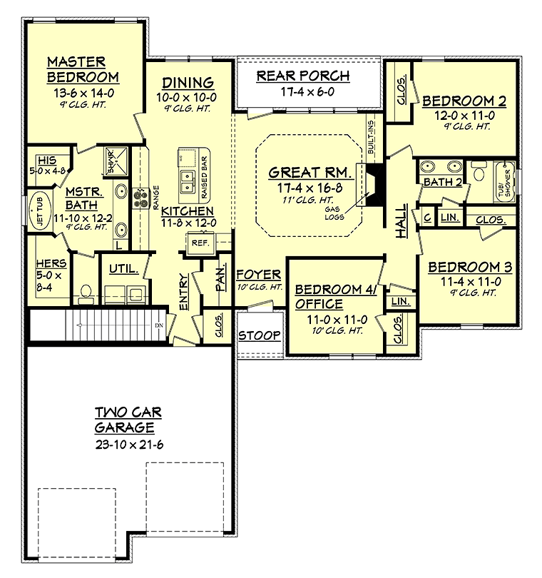 House Plan 56986 Alternate Level One